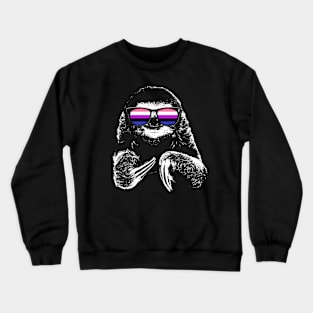 Pride Sloth Genderfluid Flag Sunglasses Crewneck Sweatshirt